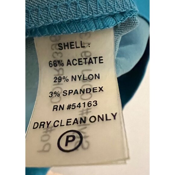 Calvin Klein Teal Satin Square Neck Midi Cocktail Chic Minimalist Party Dress 6 - Picture 9 of 10